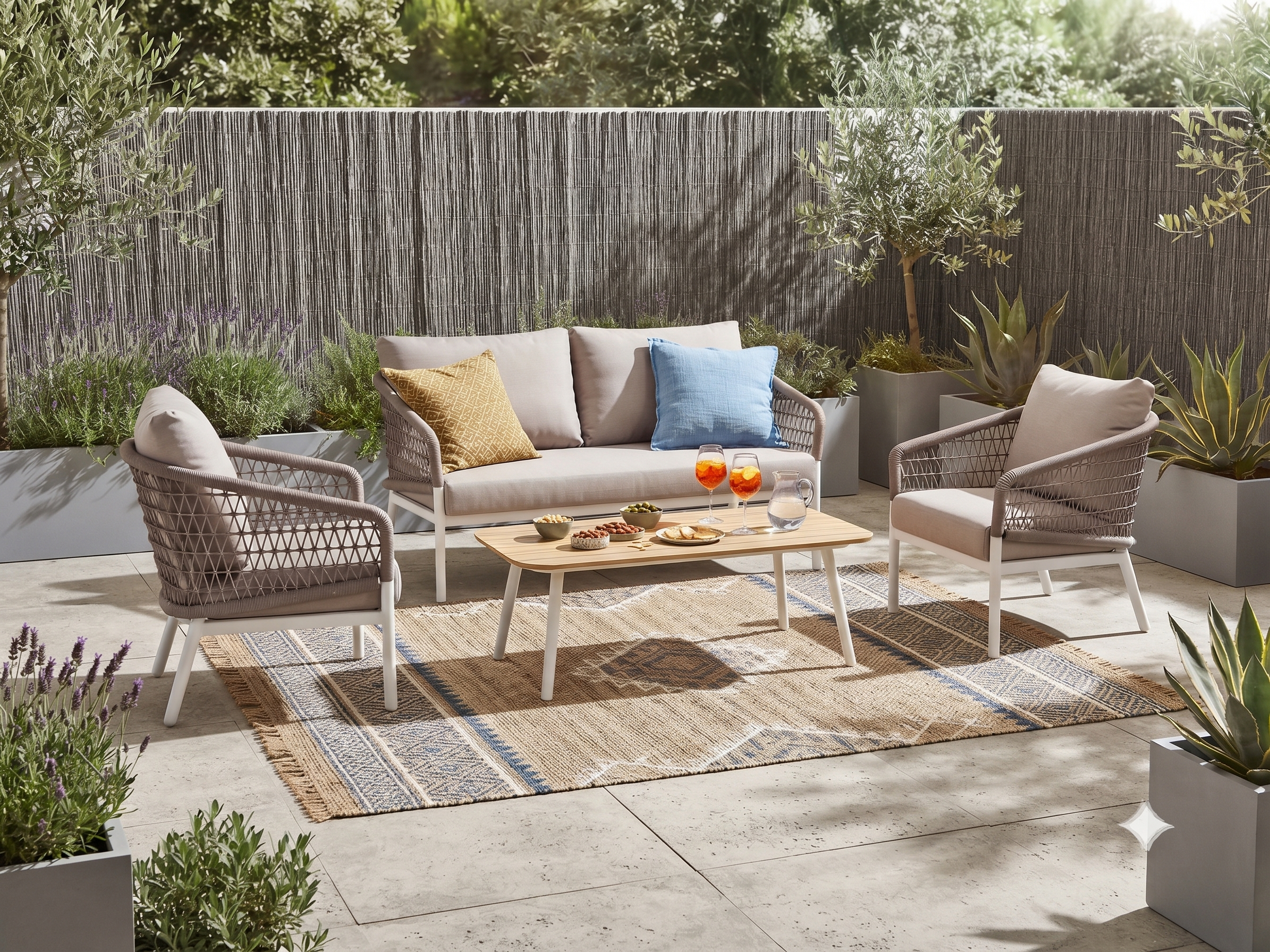 chloris 4p sofa set fish net white bg